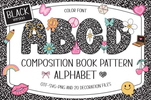 Composition Book Pattern: A Nostalgic Font with a Y2K Twist
